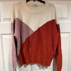Sophie Rue Tri-Tone Sweater in Cream, Lavender, and Rust women’s Large